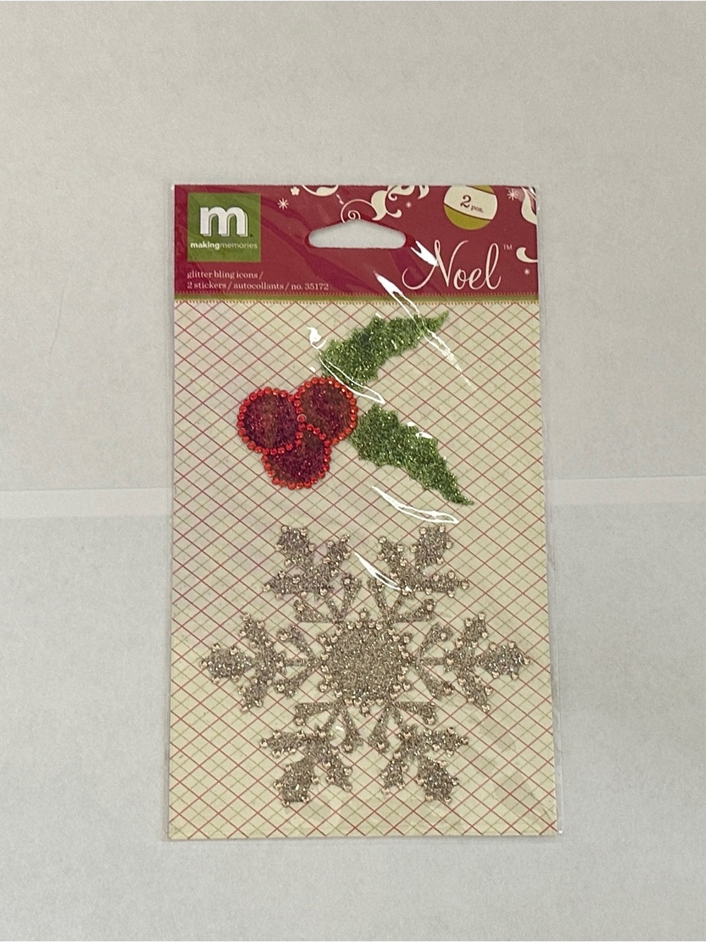 NWT Making Memories Noel Christmas Glitter Bling Icons Stickers Snow Flake Holly
